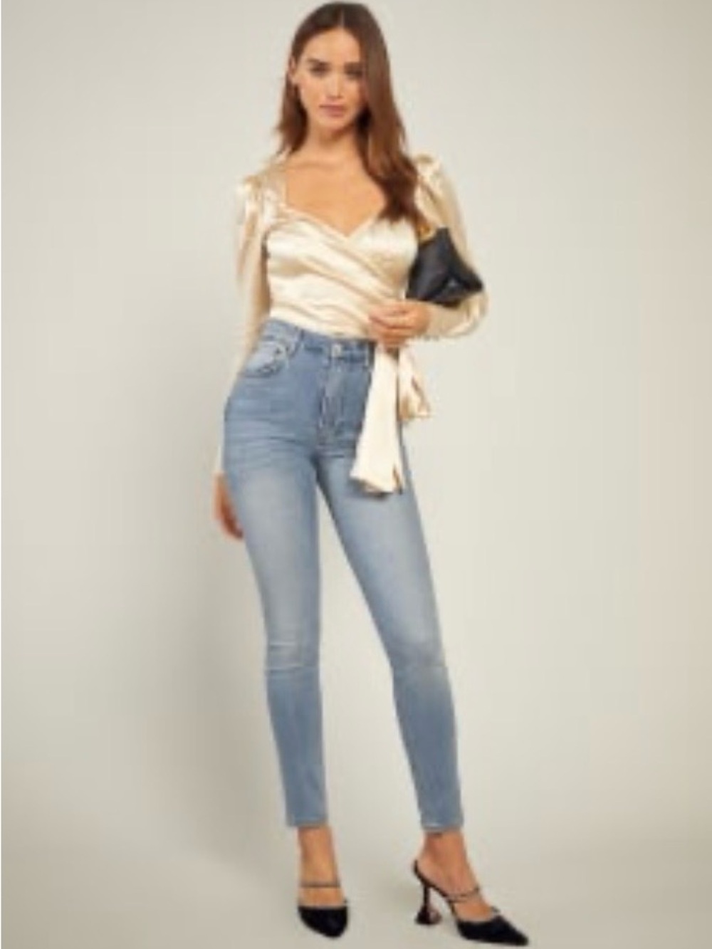 Reformation Harper High-Rise Light Blue Skinny Jeans